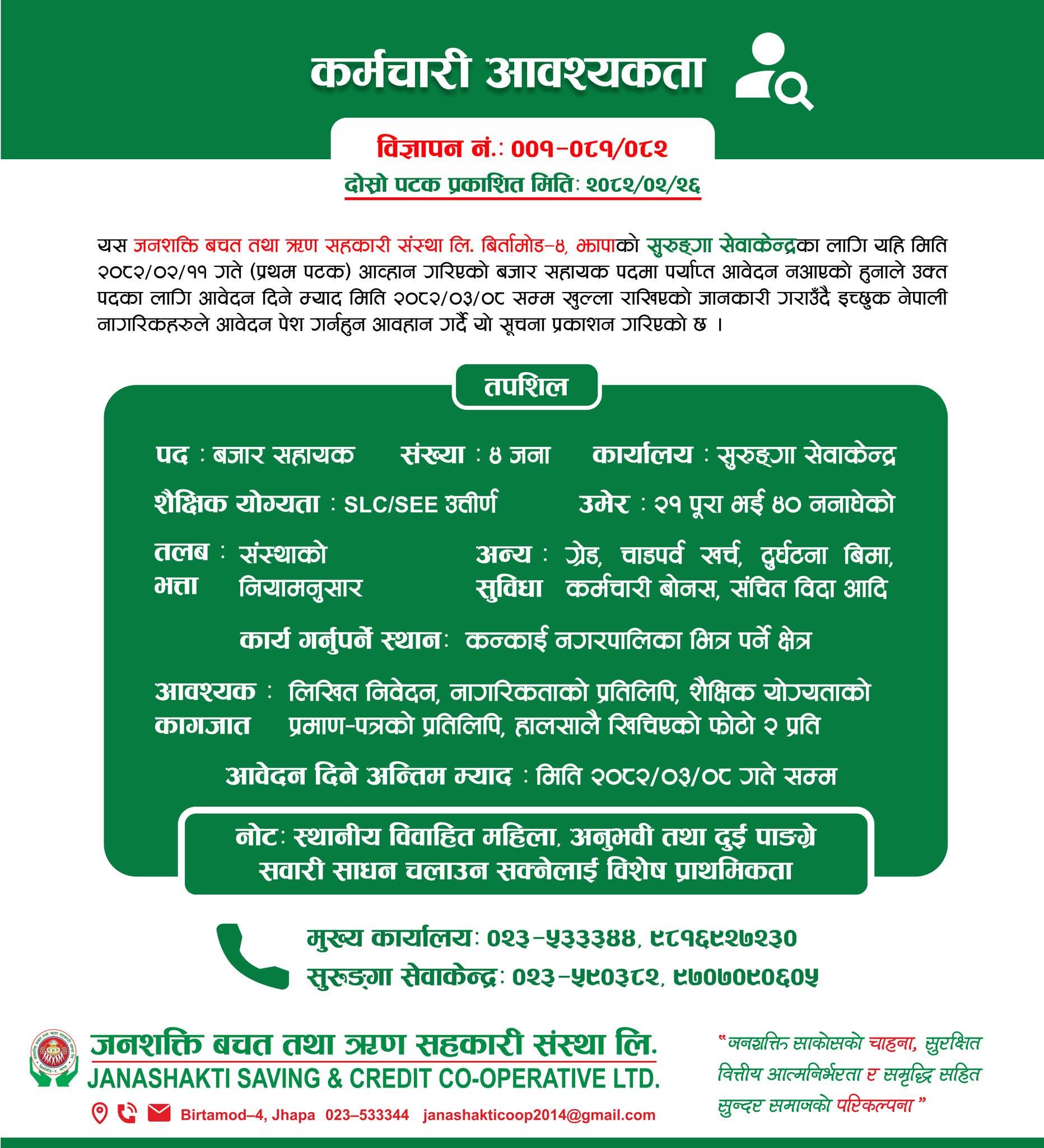 Job Vacancy 001-081/82